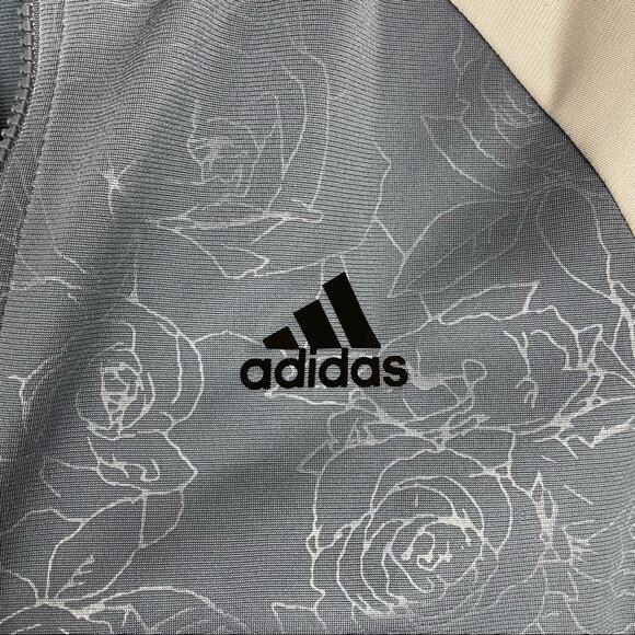 Adidas | Rose Print Warm Up Jacket Blue Silver Gray S - Picture 6 of 8